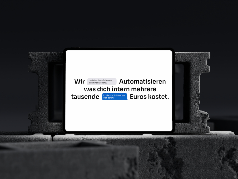KI-Steuerflow iPad auf Beton